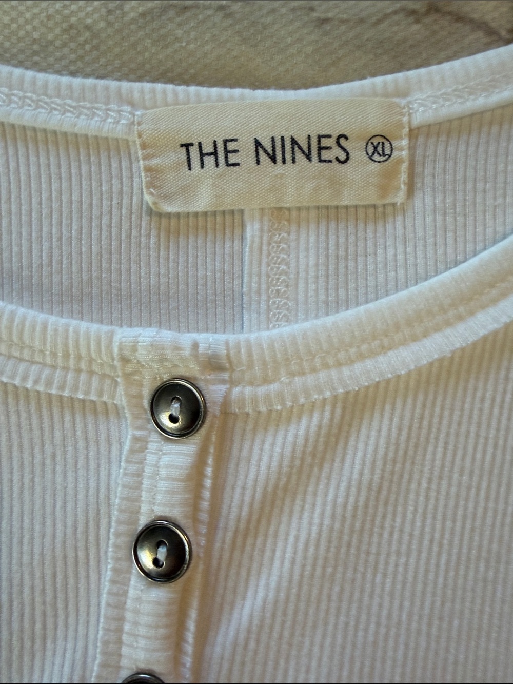 The Nines White Ribbed Button-Front Tank - Picture 3 of 4